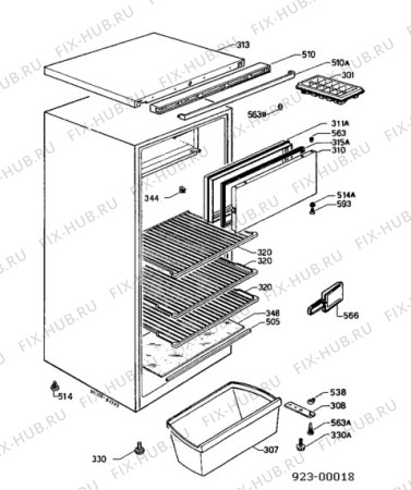 Взрыв-схема холодильника Juno KFS225 - Схема узла Housing 001